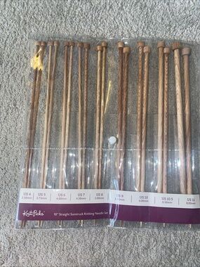 Knit Picks 10 Inch Straight Sunstruck Knitting Needle Set Size US  4 -11 Wood